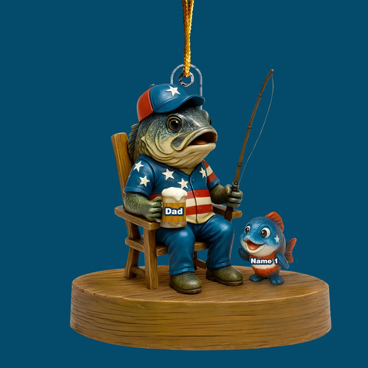 Reel Cool Dad  Custom Shape Mica Ornament - Christmas Gift For Family Members, Fishing Lovers