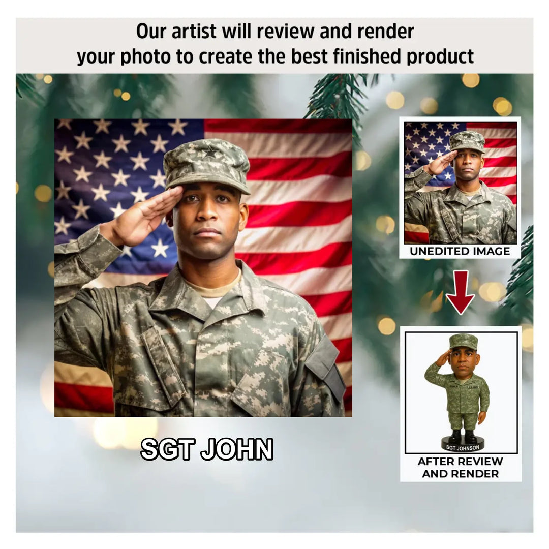 Proud Salute - Personalized Photo Ornament - Christmas Gift For Military, Veterans AGP0NL063