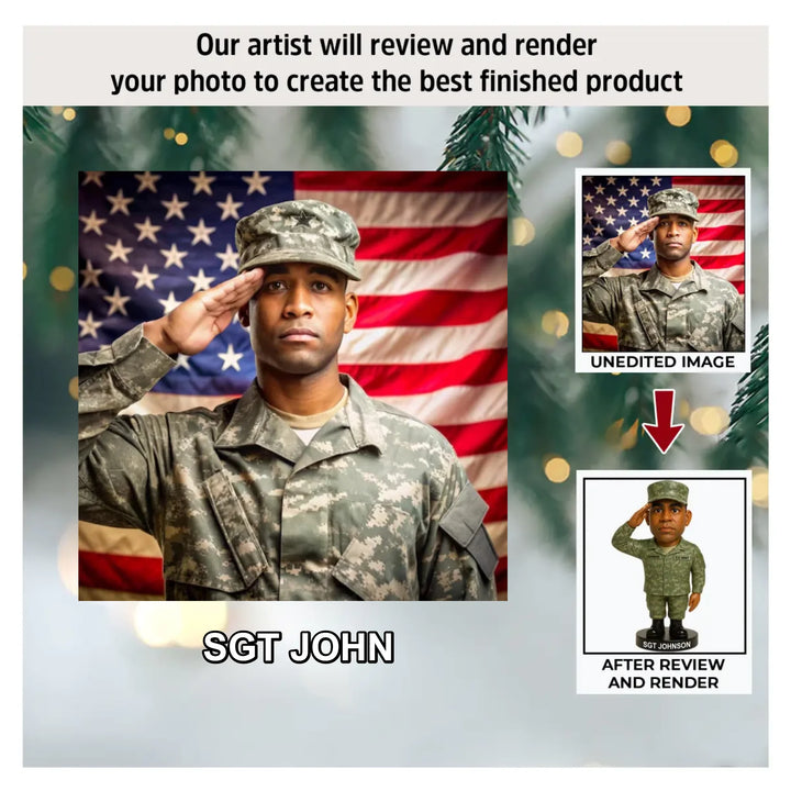 Proud Salute - Personalized Photo Ornament - Christmas Gift For Military, Veterans AGP0NL063