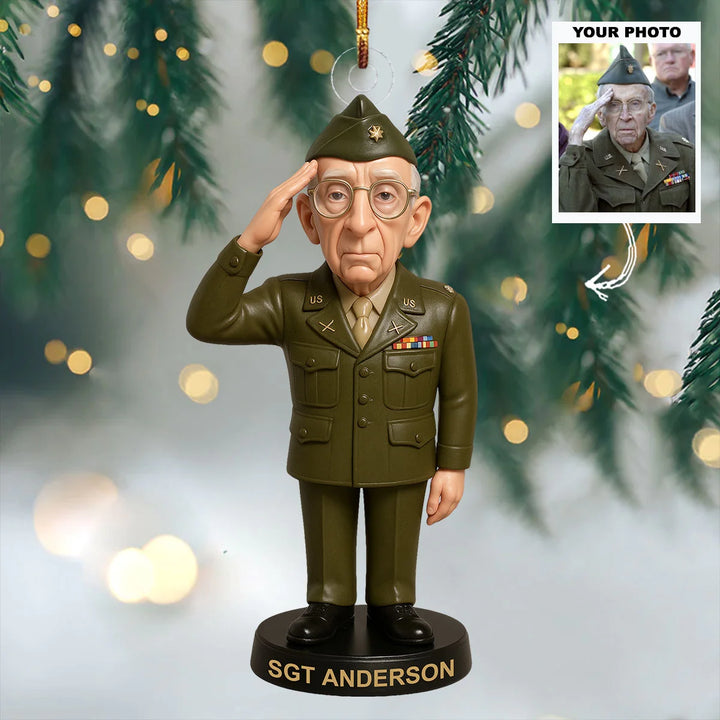 Proud Salute - Personalized Photo Ornament - Christmas Gift For Military, Veterans AGP0NL063