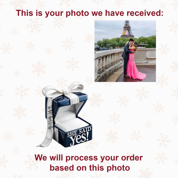 She Said Yes - Personalized Custom Photo Mica Ornament - Christmas Gift For Wife, Lover, Couple AGCHT008