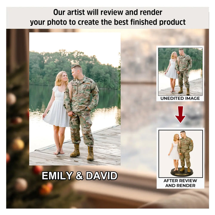 Our Brave Love - Personalized Photo Mica Ornament - Christmas Gift For Military Couple AGP0NL064
