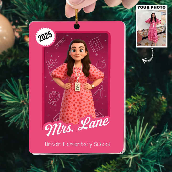 The Heart Of The Classroom - Personalized Photo Mica Ornament - Christmas Gift For Teachers UPL0LDH014
