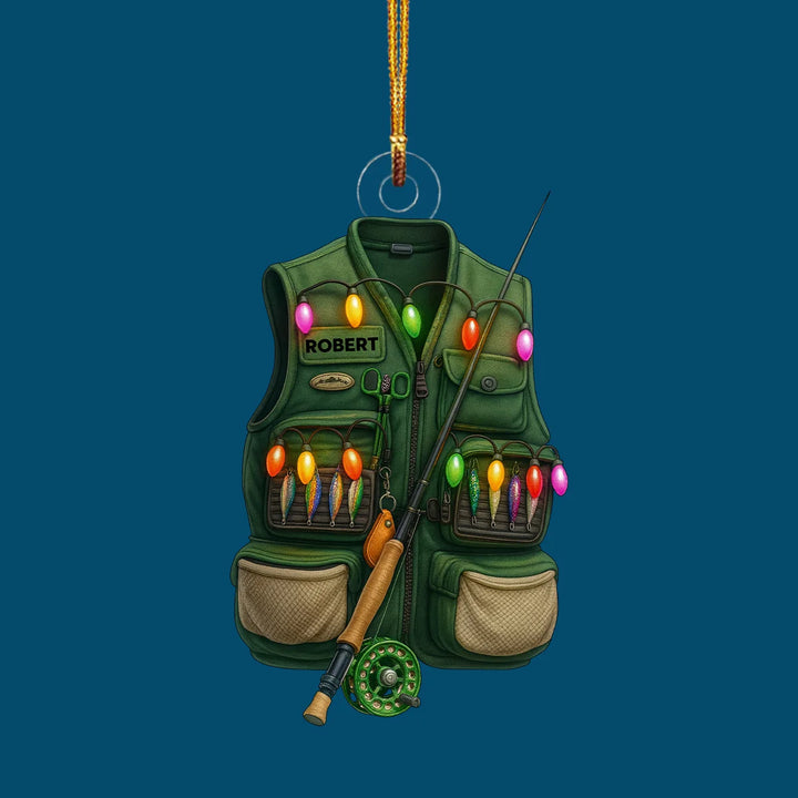 Festive Fishing Gear - Personalized Custom Mica Ornament - Christmas Gift For Fishing Lovers AGP0QQ040