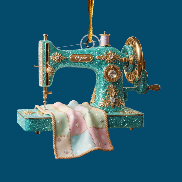 Sew Happy Life - Customized Mica Ornament - Christmas Gift For Sewing Lovers