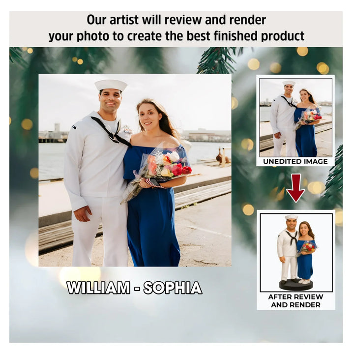 Love In Uniform - Personalized Photo Ornament - Christmas Gift For Couple, Army Veteran And Service Member AGP0HT25