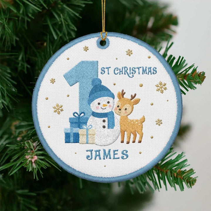 Personalized Embroidered Ornament  - Baby First Christmas - Gift For Mom, Dad, Family Members