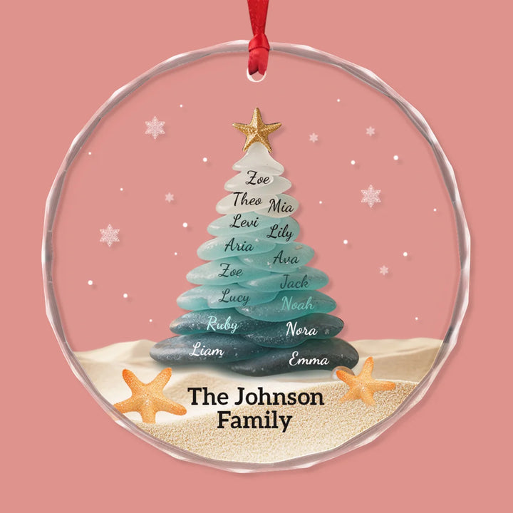 Love Grows Here - Circle Glass Ornament - Christmas Gift For Family Members