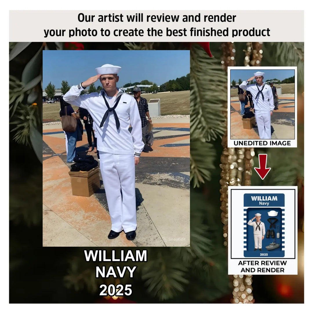 Anchored in Honor - Personalized Photo Ornament - Christmas Gift For Navy Members, Sailors, And Military Families AGP0HT027