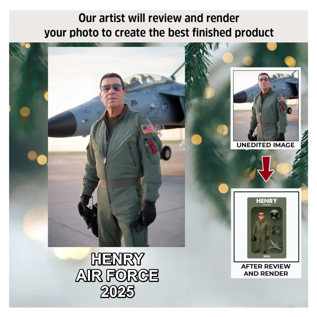 Sky Defender - Personalized Photo Ornament - Christmas Gift For Air Force Pilots, Veterans, And Military Lovers AGP0HT028