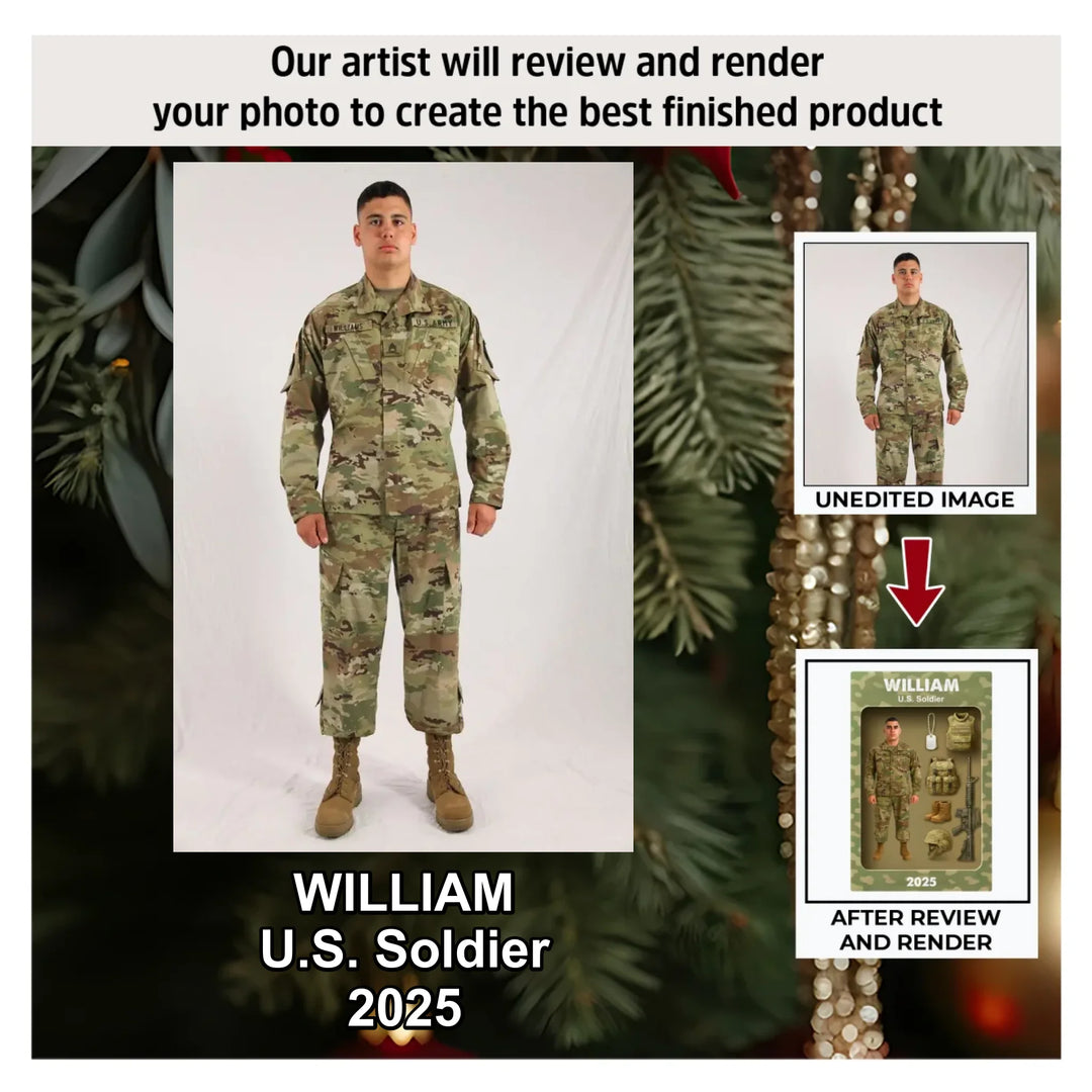 Honor and Duty - Personalized Photo Ornament - Christmas Gift For Soldiers, Army Veterans, And Military Families AGP0HT029