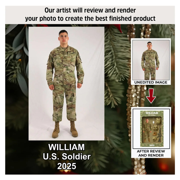 Honor and Duty - Personalized Photo Ornament - Christmas Gift For Soldiers, Army Veterans, And Military Families AGP0HT029