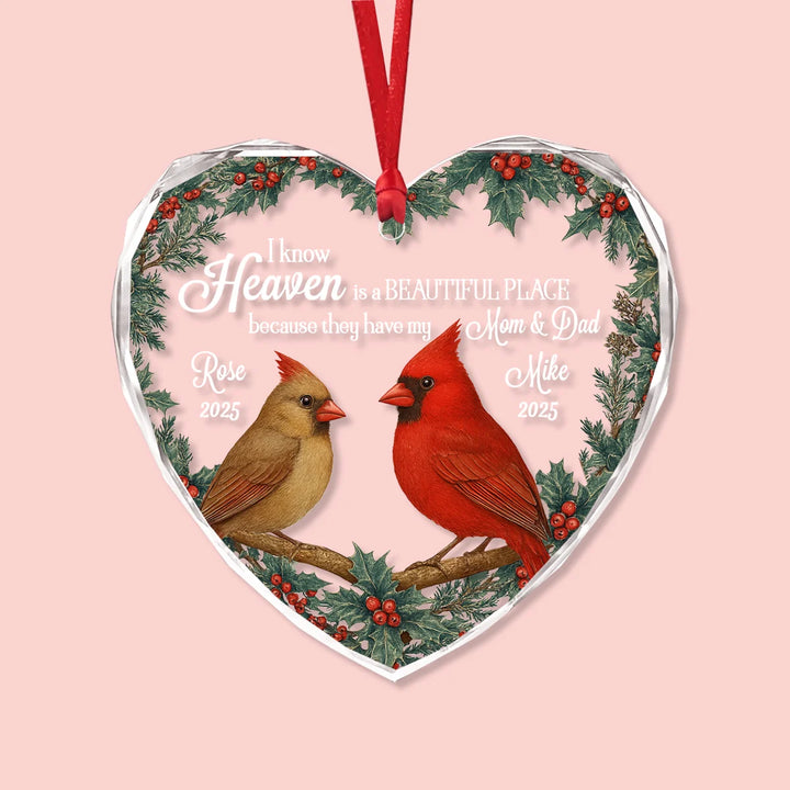 Love That Never Fades - Heart Glass Memorial Ornament - Christmas Gift For Family Members