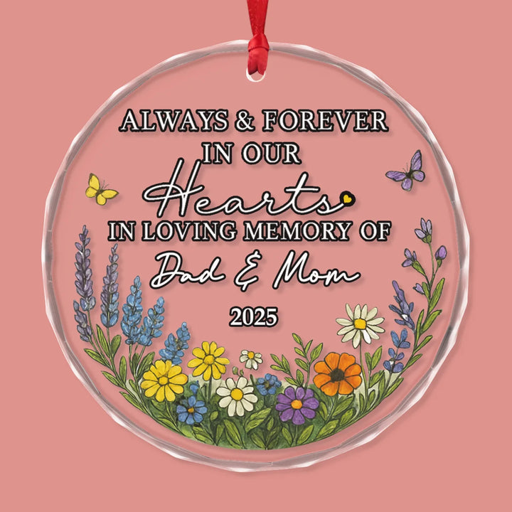 Eternal Bloom - Circle Glass Memorial Ornament - Christmas Gift For Family Members