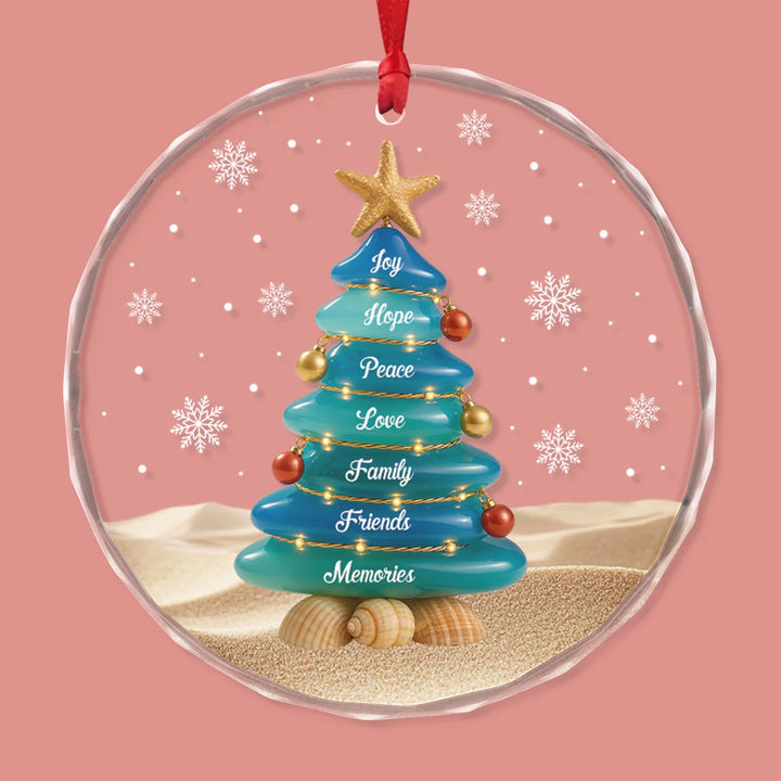 Inspirational Coastal Tree - Circle Glass Ornament - Christmas Gift For Family Members