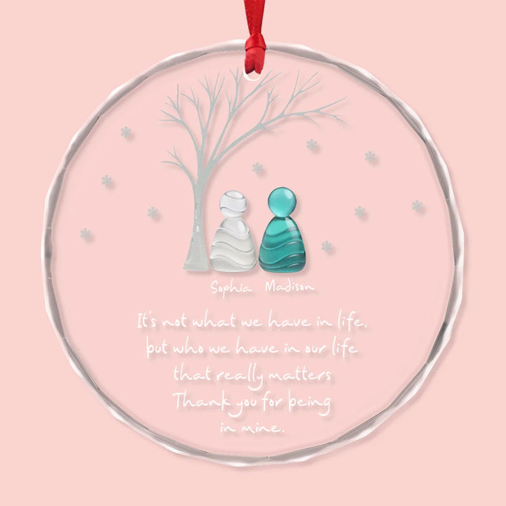 Sea Glass Couple - Circle Glass Ornament - Christmas Gift For Family Members