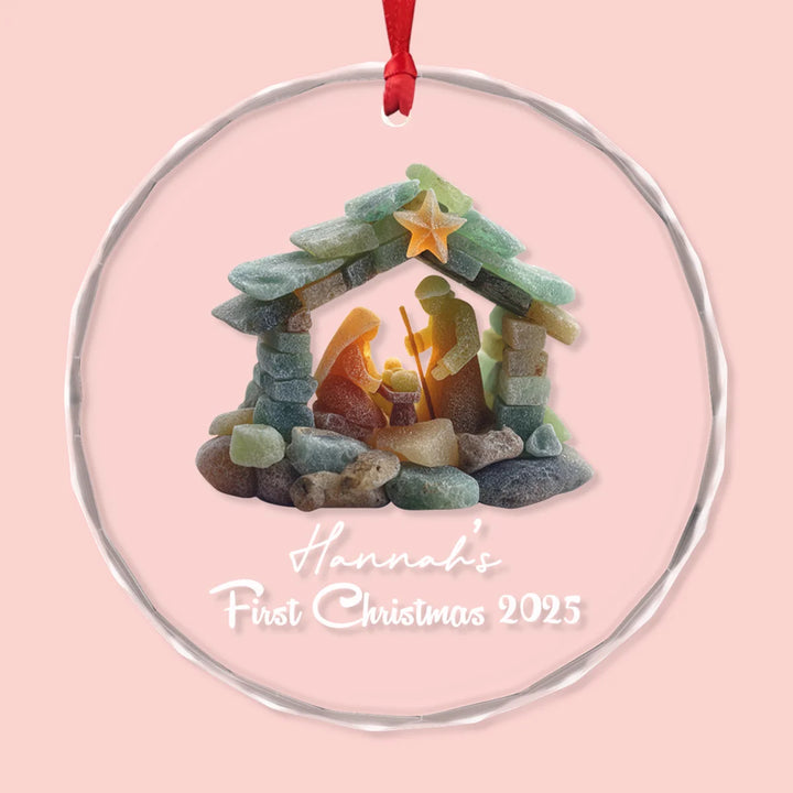 Baby's First Christmas - Circle Glass Ornament - Christmas Gift For Family Members
