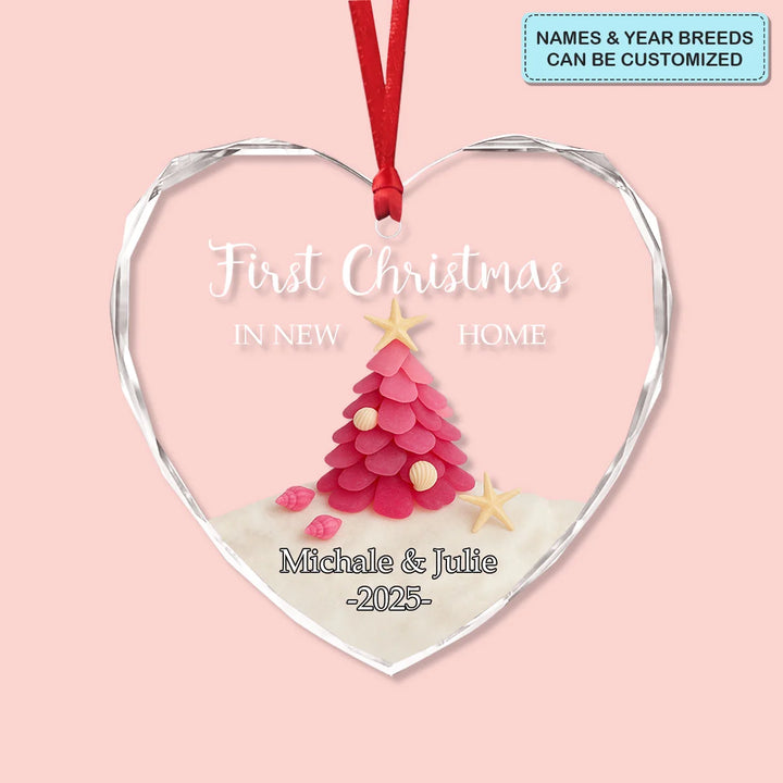 New Home Coastal - Heart Glass Ornament - Christmas Gift For Family Members