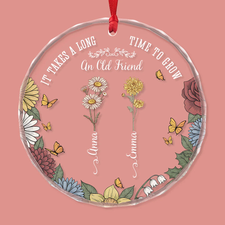 Heart To Heart - Circle Glass Ornament - Christmas Gift For Besties, Best Friend