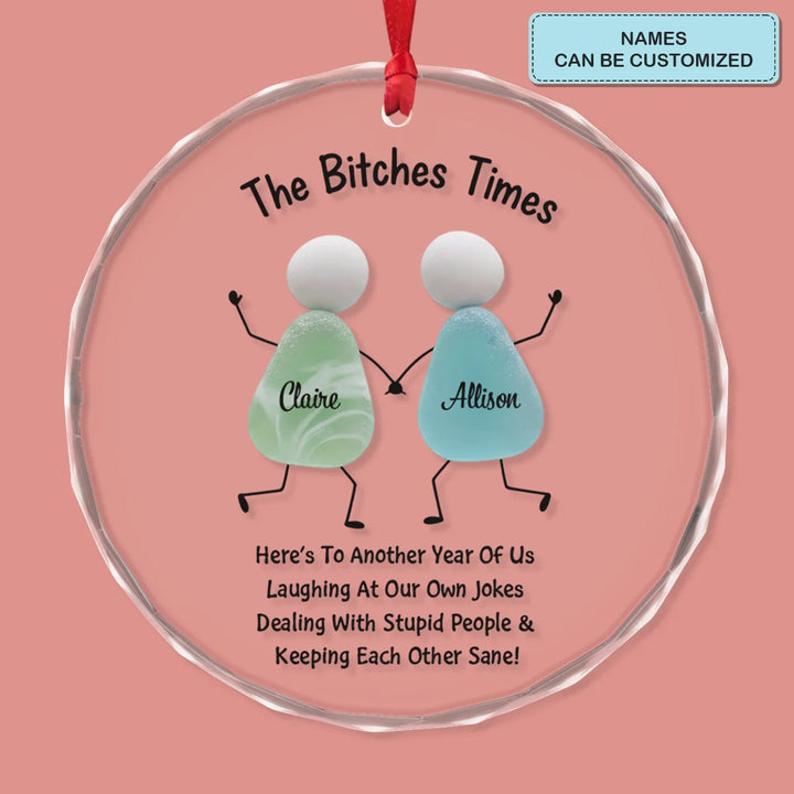 Holly Jolly Friendship - Circle Glass Ornament - Christmas Gift For Besties, Best Friend