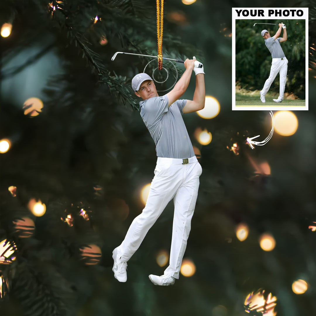 The Golden Swing - Personalized Photo Mica Ornament - Christmas Gift For Sport Lovers, Golf Lovers
