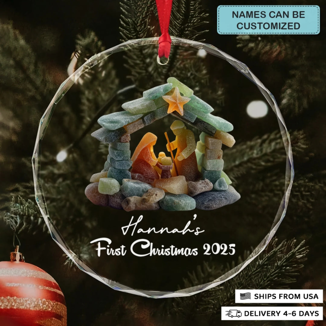 Mockup 1_1110_Glass Ornament_Circle Shaped_First Christmas_ARND150_ADSG055