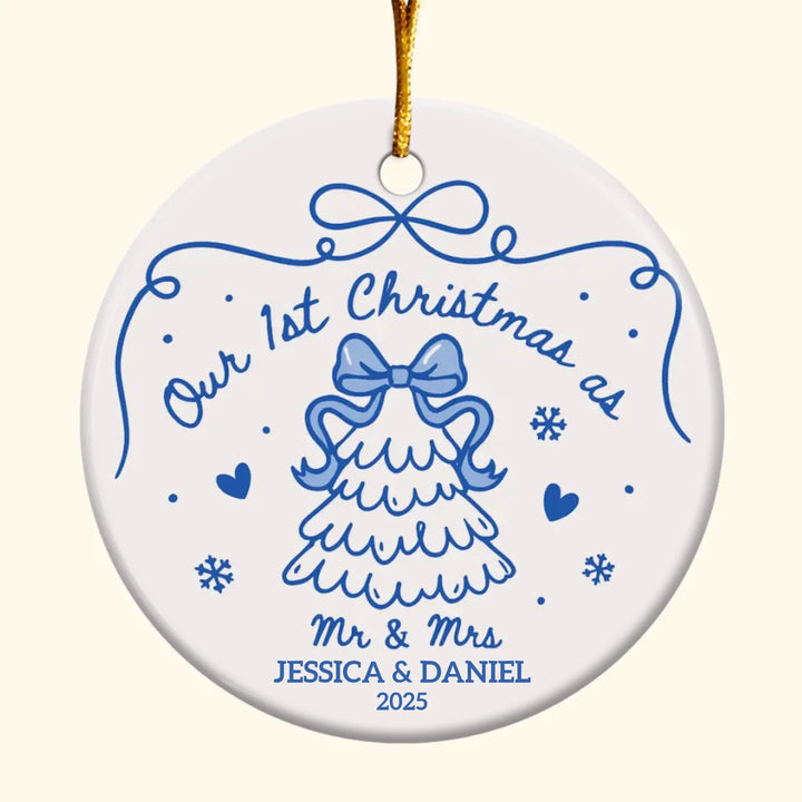 First Christmas as One - Personalized Ceramic Ornament - Christmas Gift For Couple, Newlyweds, Wife, Husband