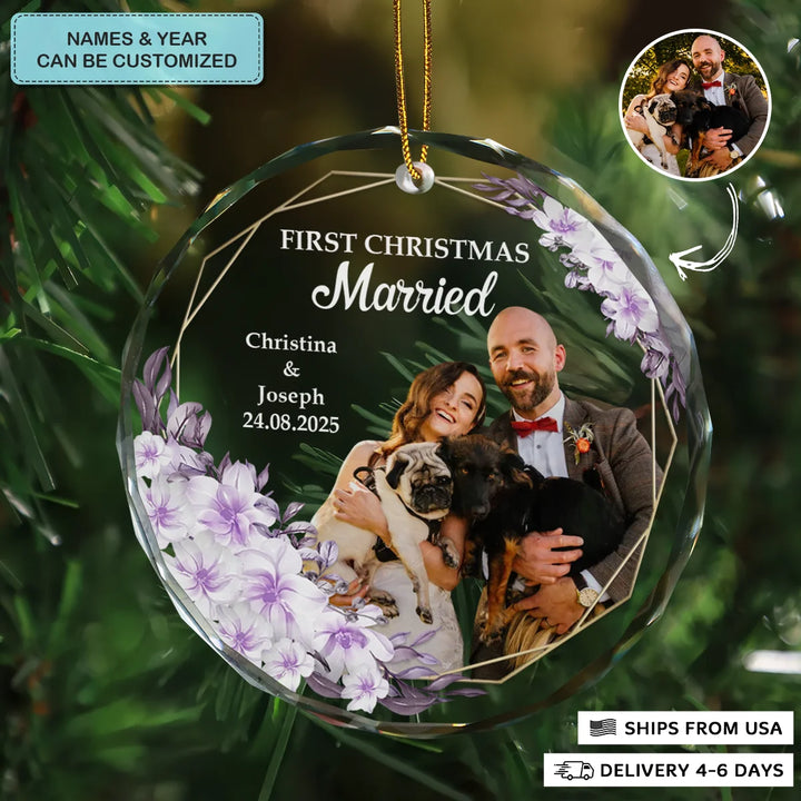 Forever Us - Circle Glass Ornament - Christmas Gift For Couples, Newlyweds, Family Members AGCDH020