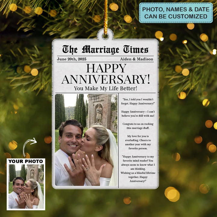 The Forever Post - Customized Mica Ornament - Christmas Gift For Couple, Wife, Husband