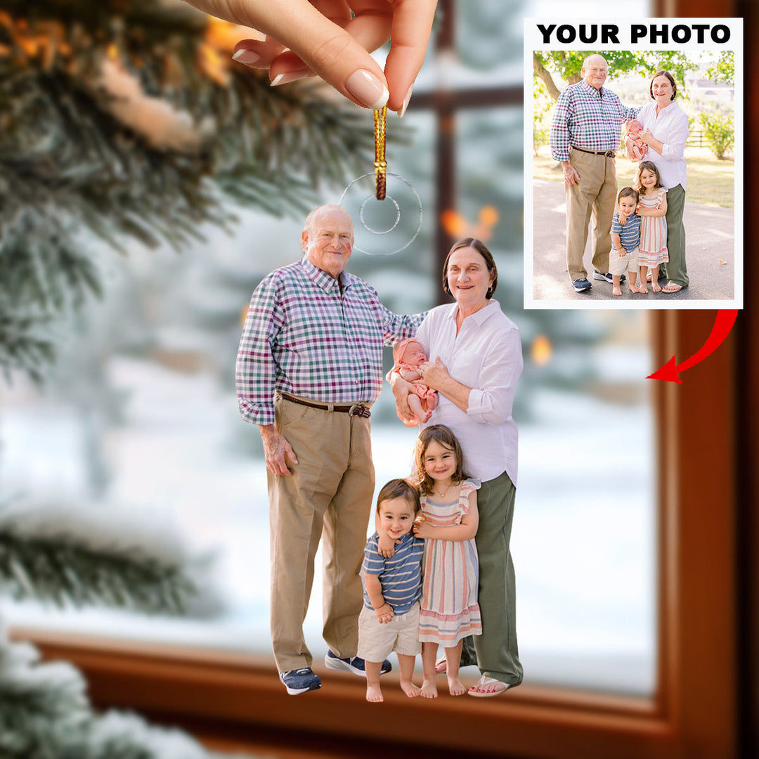 Cherished Grandparent Love - Personalized Photo Mica Ornament - Christmas Gift For Family Members