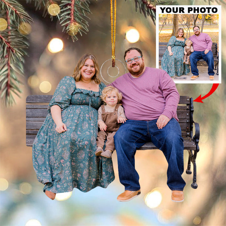 Cherished Family - Personalized Photo Mica Ornament - Christmas Gift For Family Members