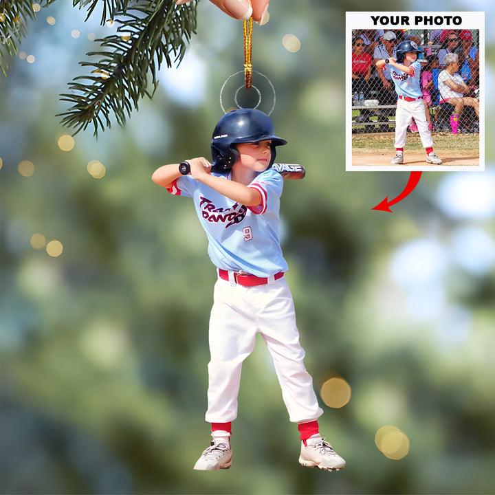 Little Stars Play - Personalized Photo Mica Ornament - Christmas Gift For Children, Sport Young Players