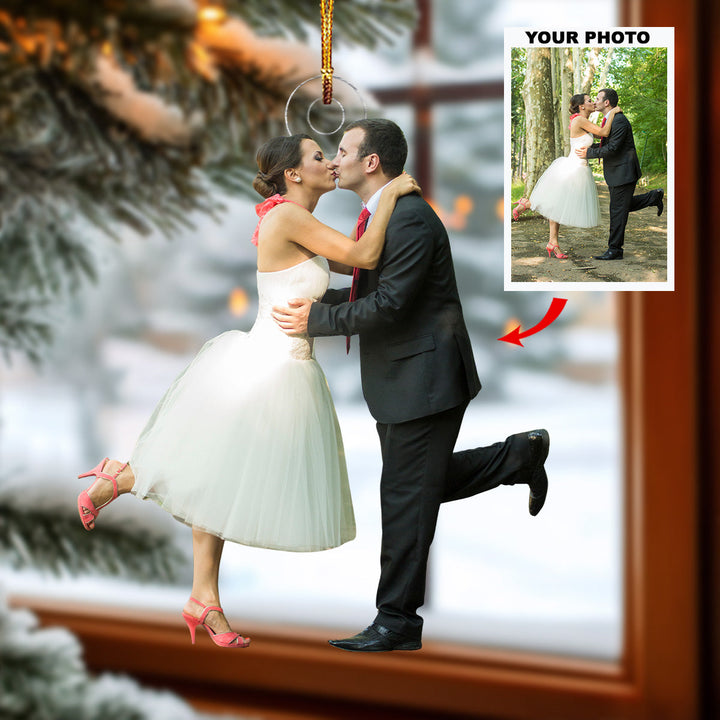 Forever Kiss - Personalized Photo Mica Ornament - Gift For Couple, Family, Family Members