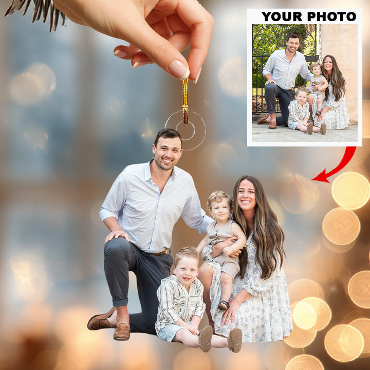 Adored Home Of Smiles - Personalized Photo Mica Ornament - Christmas Gift For Family Members