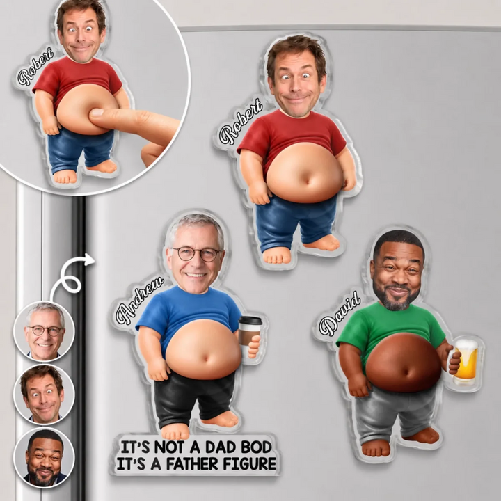 Taste Testing Is A Dad Duty - Personalized Photo Dad Bod Belly Squishy Acrylic Fridge Magnet – Father's Day Gifts For Dad, Grandpa