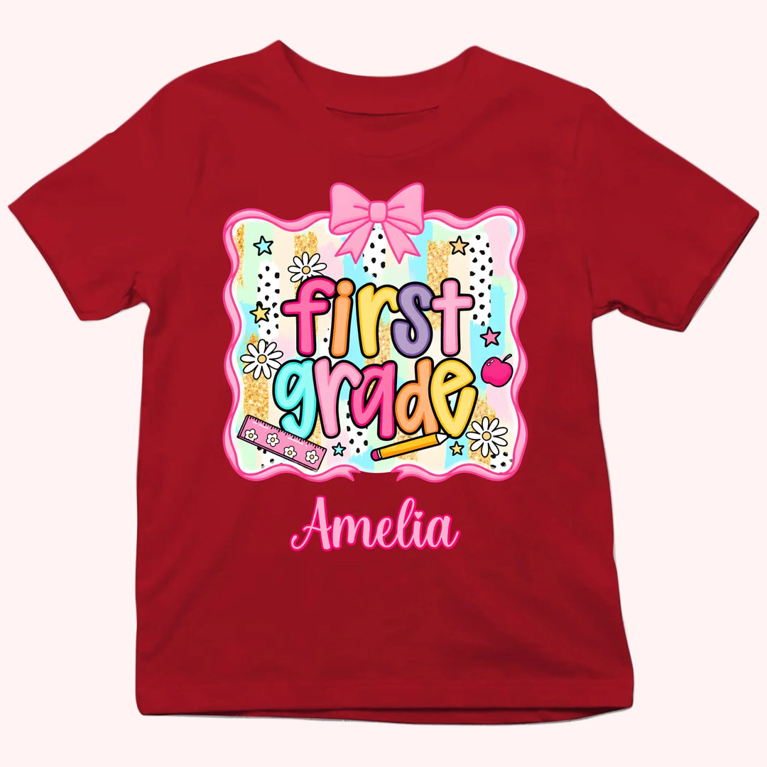Back to School Personalized Grade Shirt - Custom Name Tee - Gift For Back To School