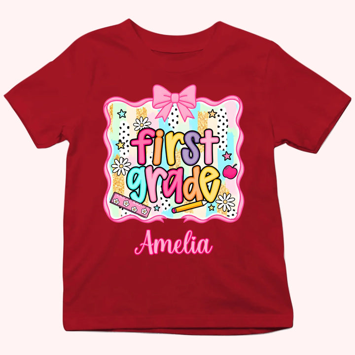 Back to School Personalized Grade Shirt - Custom Name Tee - Gift For Back To School