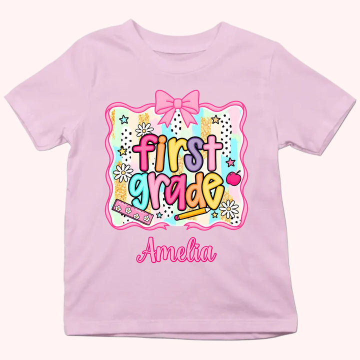 Back to School Personalized Grade Shirt - Custom Name Tee - Gift For Back To School