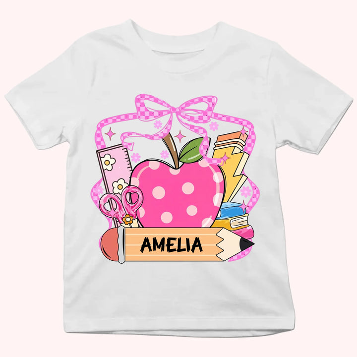 Apple & Pencil - Personalized Youth Shirts - Back To School Gift For Kids