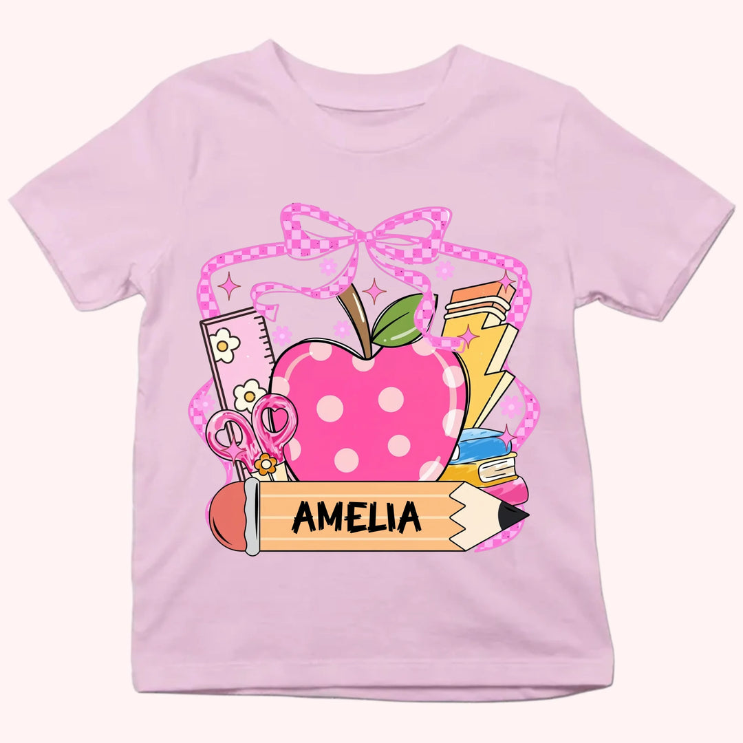 Apple & Pencil - Personalized Youth Shirts - Back To School Gift For Kids