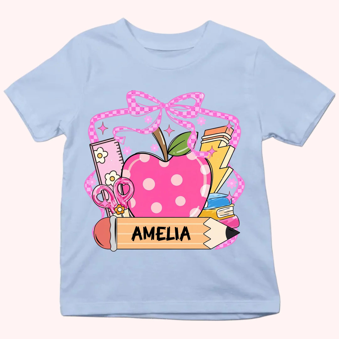 Apple & Pencil - Personalized Youth Shirts - Back To School Gift For Kids