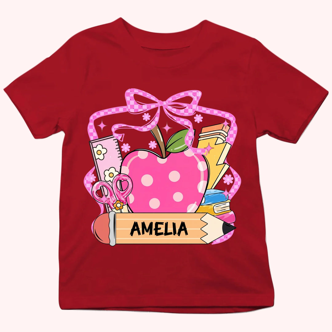 Apple & Pencil - Personalized Youth Shirts - Back To School Gift For Kids