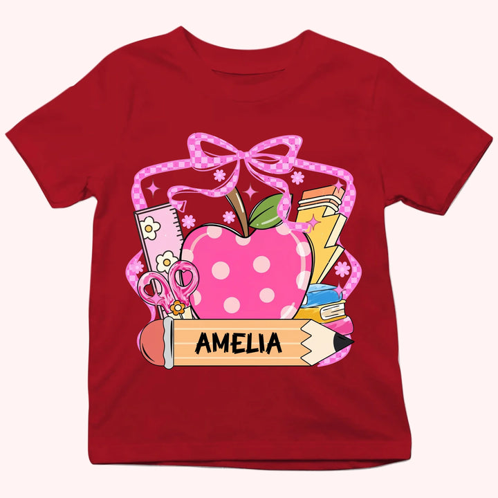 Apple & Pencil - Personalized Youth Shirts - Back To School Gift For Kids