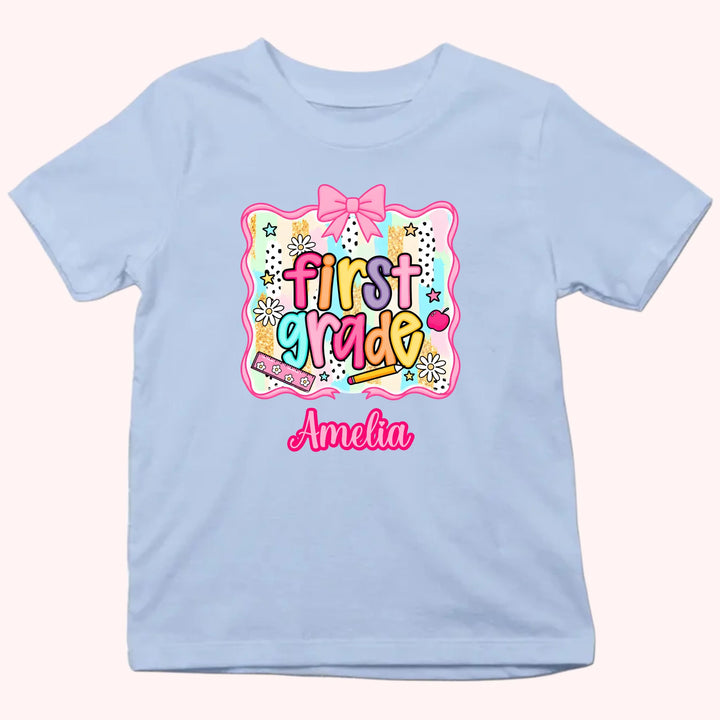 Back to School Personalized Grade Shirt - Custom Name Tee - Gift For Back To School