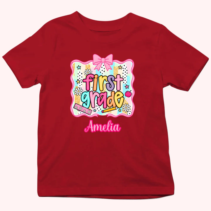 Back to School Personalized Grade Shirt - Custom Name Tee - Gift For Back To School