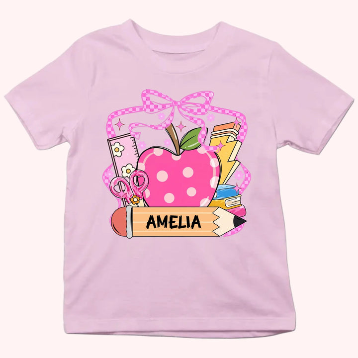 Apple & Pencil - Personalized Youth Shirts - Back To School Gift For Kids