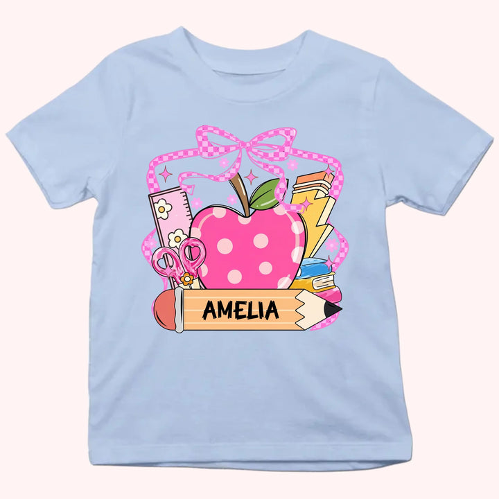 Apple & Pencil - Personalized Youth Shirts - Back To School Gift For Kids