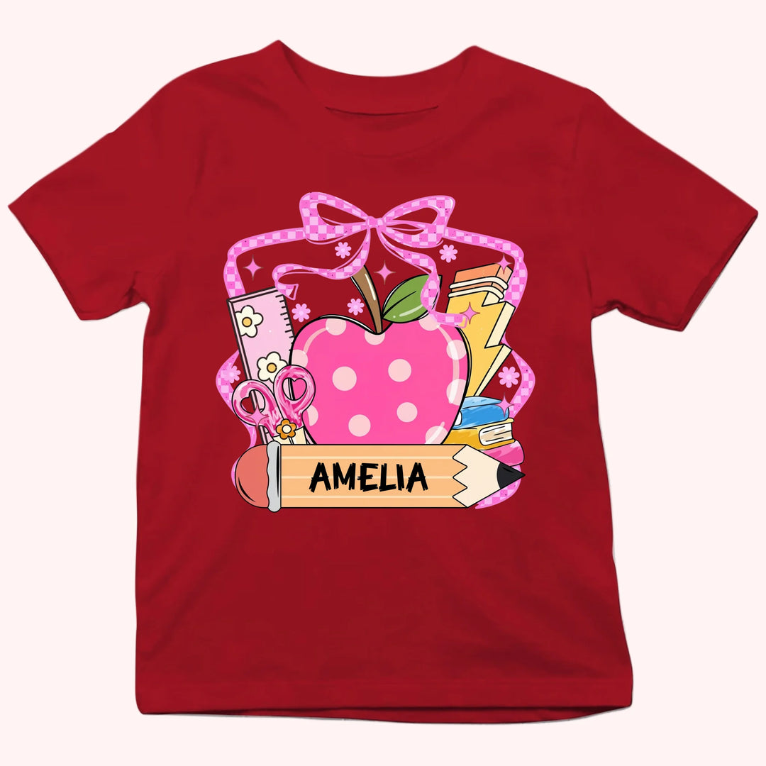 Apple & Pencil - Personalized Youth Shirts - Back To School Gift For Kids