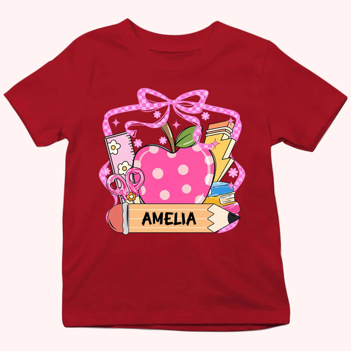 Apple & Pencil - Personalized Youth Shirts - Back To School Gift For Kids