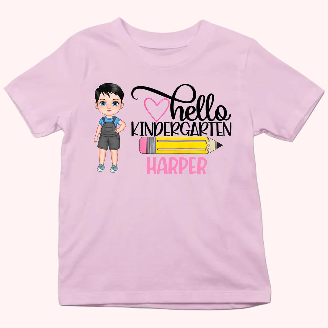 Hello Kindergarten - Personalized Shirt - Back to School Gift For Kids